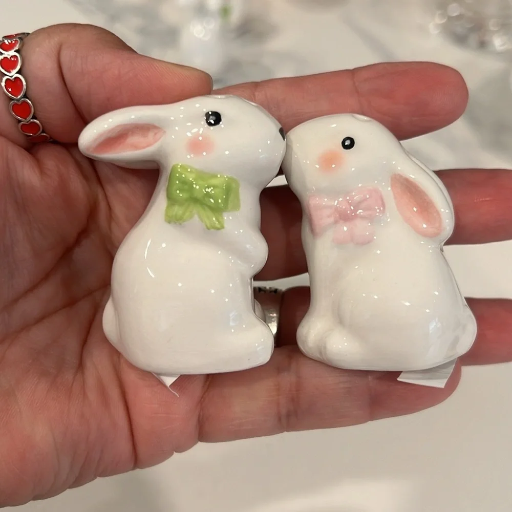🐇Cute Bunny Salt & Pepper Shakers .